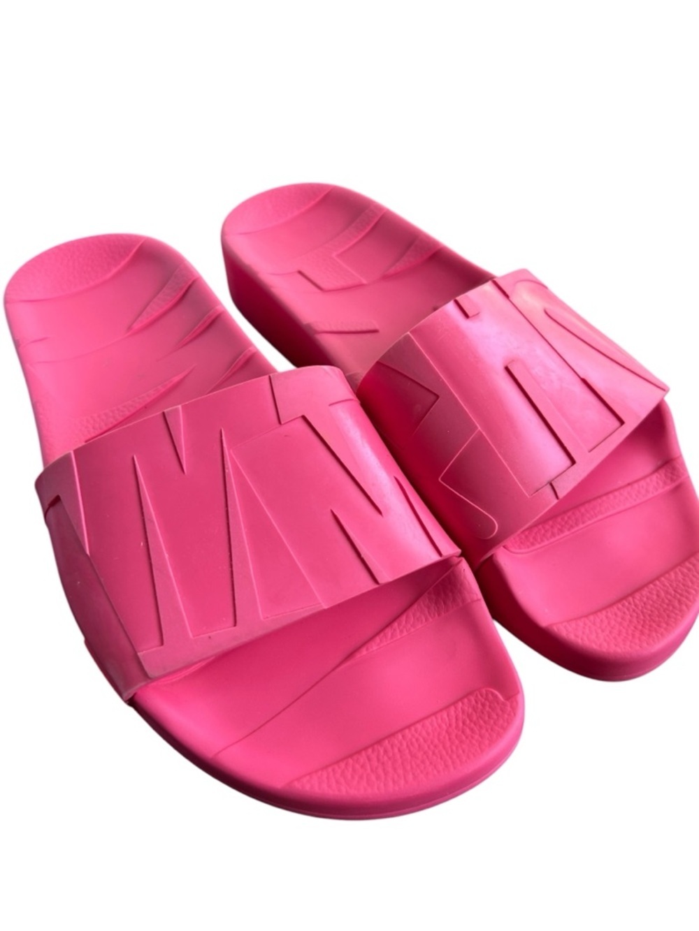 Jimmy Choo Pink Rubber textured flat slide sandals